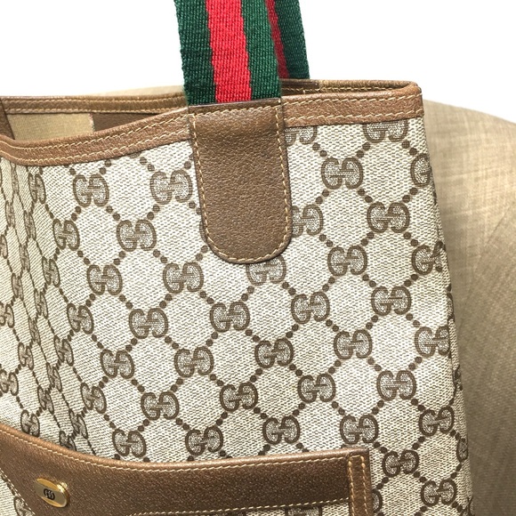 Gucci authentic brown monogram coated canvas tote bag - Picture 6 of 16